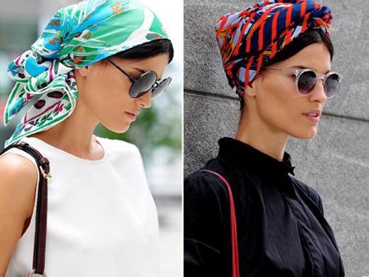 Wie bindet man einen Schal auf den Kopf?